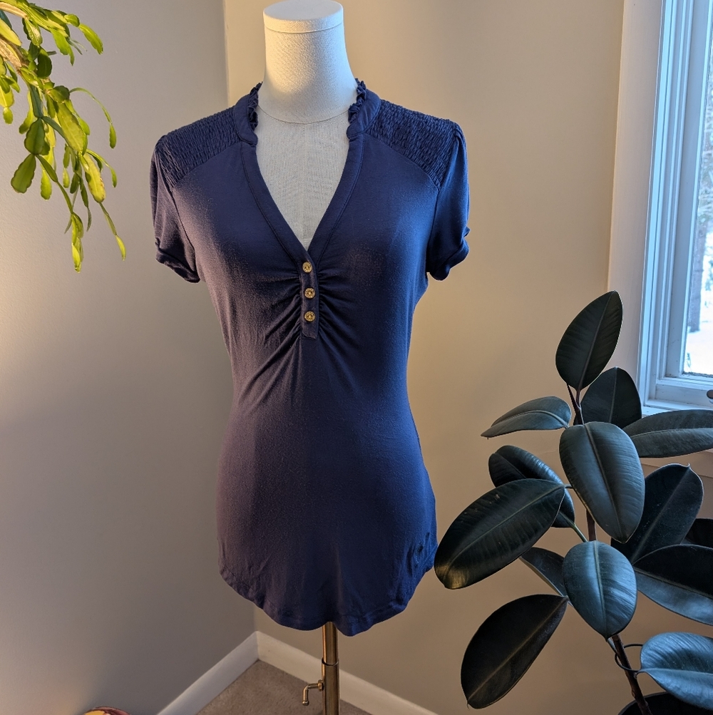 Guess Jeans Blue Short Sleeve Top